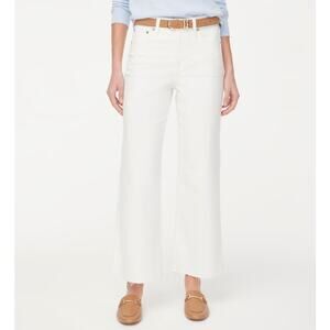 J.Crew Wide-Leg Cropped Jean WMNS 29 White Denim Hi-Rise All-Day Stretch Raw Hem
